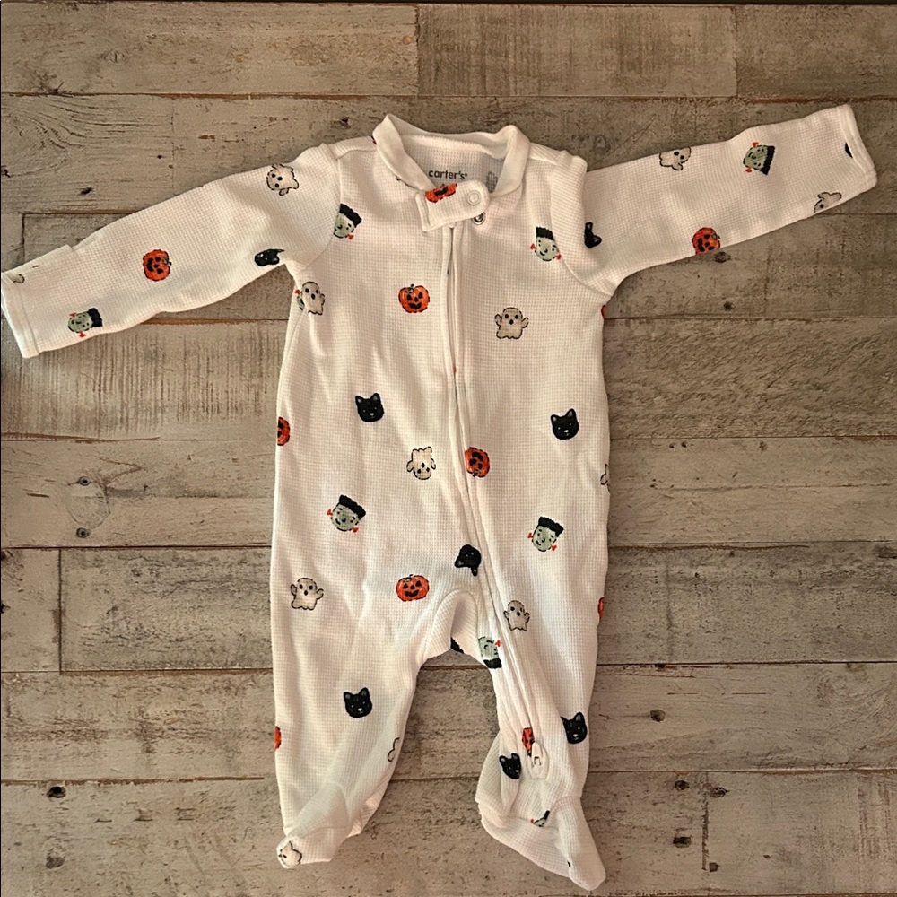 Carter's White Footie with Halloween Print